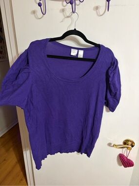 💜 XL Emma James Dark Purple Short Sleeve Scoop Neck Top